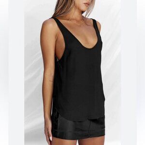 All Things Golden The Low Back Top Black Sleeveless Scoop Neck Tank Women’s XS